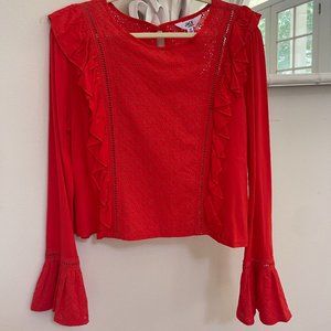 JACK by BB Dakota Red Long Sleeve Ruffle Top